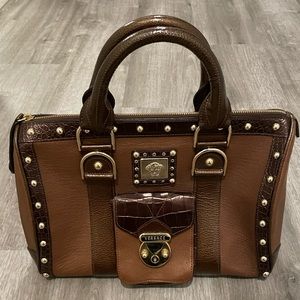Versace Studded Doctor Bowler Bag - Brown/Gold - Medusa